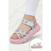 Limbeo Yeni Model Özel Tasarım Dolgu Topuk Lila Ortapedik Taban Esnek Kız Çocuk Sandalet Terlik