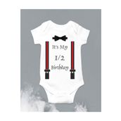 Limon Half Birthday 6 Ay Doğum Günü Askı Ve Papyon Baskılı Bebek Body Zıbın