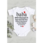 Limon Kız Bebek Beyaz Baba Doğum Günü Mesajlı Organik Baskılı Zıbın Body