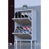 Lina Vella Home Luna Ayaklı Kapı Önü 52 x 90 x 26 Cm’ Lik 2 Düşer Kapak 4 Göz Bölmeli Ayakkabılık - Beyaz - Cordoba