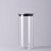 Linens Basic Cam Metal Kapak 10x10x22 cm Kavanoz