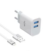 Link Tech C205 10W Dual USB PORT İphone Charger With Lightning Fabric Cable
