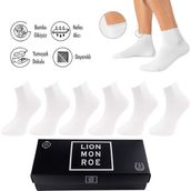 Lion Monroe Saf Bambu Erkek Lastiksiz Beyaz Soket Dikişsiz Premium Çorap 6'lı Paket / Iz Bırakmaz / Sıkmayan / Diyabetik Çorap - 39 - 43