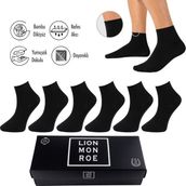 Lion Monroe Saf Bambu Erkek Lastiksiz Soket Dikişsiz Premium Çorap 6'lı Paket / Iz Bırakmaz / Sıkmayan / Diyabetik Çorap - XL - Siyah