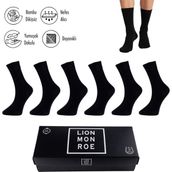 Lion Monroe Saf Bambu Erkek Soket Uzun Düz Siyah Çorap Dikişsiz Premium Kutulu 6'lı L5952AZNB SoftAura - 39 - 42