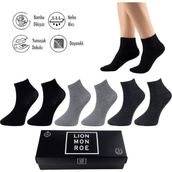 Lion Monroe Saf Bambu Erkek Yarım Konç Düz Siyah - Gri Melanj - Antrasit Çorap Dikişsiz Premium Kutulu 6'lı L5952AZNP Softaura - XS - S - Siyah - Gri - Antrasit