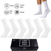 Lion Monroe Saf Pamkulu 4 Mevsim Erkek Soket Uzun Düz Tenis Çorap Dikişsiz Premium Hediye Kutulu 6'lı Prime Cotton Serisi F3180GXNS - 40 - 45 - Beyaz