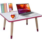 Liva Ahşap Laptop Tablet Bilgisyar ve Kahvaltı Sehpası Çalışma Masası - 59x43cm - Pembe