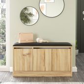 L'occi Concept Linda 90CM Puflu Oturaklı Ayakkabılık 3 Kapaklı Dolap Keçe Ln2-Ke