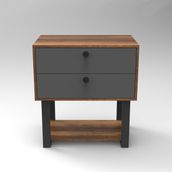 L'occi Concept March C Ofis 2 Çekmeceli Keson Etajer Metal Ayaklı Barok-Antrasit - Y: 85 cm D: 52 cm G: 80 cm