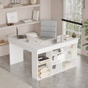 L'occi Concept Tyler Çalışma Bilgisayar Ofis Ders Raflı Kitaplık Laptop Masası Beyaz - Y: 71 cm D: 51 cm G: 120 cm