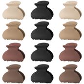 Lolalet 12 adet küçük saç tokası, saç tokası, 4 cm, mini saç pençesi, örümcek, saç klipsi, kadınlar ve kız çocuklar için, kalın, ince, ince saç modeli, kıskaçlar, güçlü, şık, akrilik, muz klipsi, kahverengi