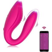 Lolita Shop Çiftlere Özel U Şekilli Giyilebilen Şarjlı Telefon Kontrollü Uygulamalı Soft Esnek Silikon Vibratör