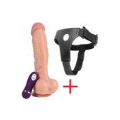 Lolita Shop Yumuşak Dokuda Kalın 24 Cm 10 Farklı Titreşimli Vantuzlu Belden Bağlamalı Kemerli Vibratör