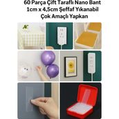 LookBuyTake 3 Adet - 60 Parça Çok Amaçlı Çift Taraflı Bant 1cm x 4,5cm Şeffaf Yıkanabilir Çok Amaçlı Yapışkan - 1 x 4,5 cm