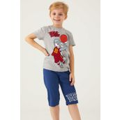 Looney Tunes L1569-3 Gri Melanj Erkek Çocuk Kapri Takım