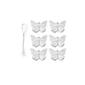 Lora Wedding 6cm 6 Adet Gümüş Renkli Metal Kelebek Yılbaşı Ağacı Süsü, Yılbaşı Hediyelik Aksesuarı