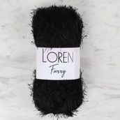 Loren 34066 RF1001 Furry Siyah El Örgü İpi