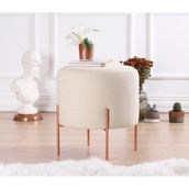 Lorence Home TY4446 Krem Yuvarlak Copper Puf