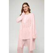 LORIAN'S Pudra Hamile ve Lohusa Pijama Takımı 3'lü Set