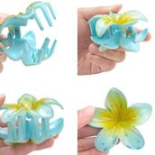 Lotus Kadın Saç Tokası Saç Aksesuarları Kadınlar İçin, Büyük Pençe Klipsleri, Hawaii Çiçek Lotus Çiçeği Saç Tokası Büyük Boy 8 CM(Mavi)