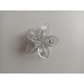 Lotus Saç Tokası – Büyük Boy 8 cm, Tekli Saç Tokası, Lotus Çiçeği Tasarımı (Pırıltılı Beyaz)