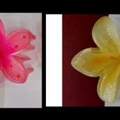 Lotus Toka, 4cm Metal ve Sert Plastik Çiçek Tasarımlı Saç Tokası, 2'li Set, Fuşya ve Sarı