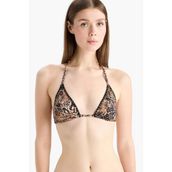 Love Regular Fit Leopar Desenli Üçgen Bikini Üstü-Fall in Lo