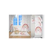 LovisaHome Pembe Gökkuşağı Desenli Dijital Baskı Çocuk ve Genç Odası Takımı