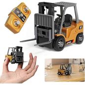 LRS Store 1/64 Ölçek Metal Gövde Uzaktan Kumandalı Forklift Araba-6 Kanal Kontrollü Şarjlı Mini Iş Makinası - 10 cm