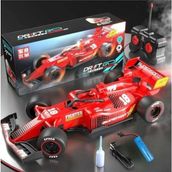 LRS Store Işıklı Duman Çıkaran Egzozlu Uzaktan Kumandalı F1 Yarış Arabası - Şarjlı Formula Yarış Aracı - Kırmızı