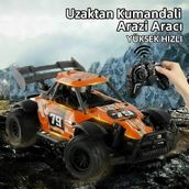 LRS Store Metal Gövde Uzaktan Kumandalı Şarjlı Off Road Arazi Aracı 20 cm 2.4 Ghz Yüksek Hızlı Drift Yapan Rc Araba - Turuncu