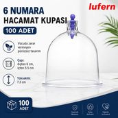 Lufern Profesyonel 6 Numara Hacamat Kupası Sırt Karın Diz Omuz Bacak Tek Kullanımlık Iz Bırakmaz 100 Adet - Renkli - 1 lt