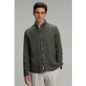 Lufian 111010654 Haki Pitaya Keten Comfort Fit Erkek Gömlek