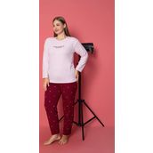 Lukitus Büyük Beden Pamuklu Milan Kumaş Kadın Pijama Takımı