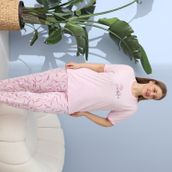 Lukitus Büyük Beden Viskon Kumaş Battal Kısa Kol Kadın Pijama Takımı