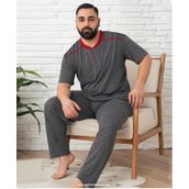 Lukitus Kısa Kol Pamuk Süprem Erkek Büyük Beden Pijama Takımı