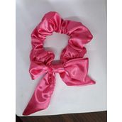 Lüks Saten Saç Tokası, Fiyonklu Scrunchie, Pembe Kırmızı, Saç Acıtmayan