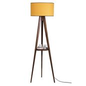 Lumexx Sehbalı Tripod Ceviz Silindir Hardal Abajurlu Lambader