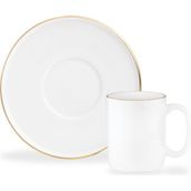 Lumora 6 Kişilik 12 Parça Kahve Fincan Takımı - Beyaz/gold - 100 ml - Beyaz - Altın
