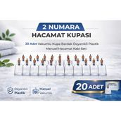 Luord-Store 2 Numara Hacamat Kupası 20 Adet Vakumlu Kupa Bardak Dayanıklı Plastik Manuel Hacamat Kabı