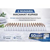 Luord-Store 2 Numara Hacamat Kupası 50 Adet Vakumlu Kupa Bardak Dayanıklı Plastik Manuel Hacamat Kabı