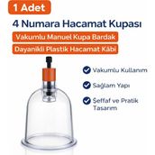 Luord-Store 4 Numara Hacamat Kupası 1 Adet Vakumlu Manuel Kupa Bardak Dayanıklı Plastik Hacamat Kabı
