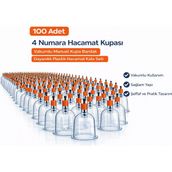 Luord-Store 4 Numara Hacamat Kupası 100 Adet Vakumlu Manuel Kupa Bardak Dayanıklı Plastik Hacamat Kabı