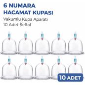 Luord-Store 6 Numara Hacamat Kupası 10 Adet Vakumlu Kupa Bardak Dayanıklı Plastik Manuel Hacamat Kabı