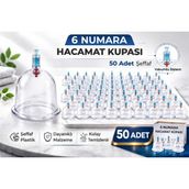 Luord-Store 6 Numara Hacamat Kupası 50 Adet Vakumlu Kupa Bardak Dayanıklı Plastik Manuel Hacamat Kabı