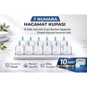 Luord-Store 7 Numara Hacamat Kupası 10 Adet Vakumlu Kupa Bardak Dayanıklı Plastik Manuel Hacamat Kabı Seti