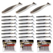 Lurefans Kürek Kuyruğu Yüzme Yemleri, 30 ADET, Kokulu, Yumuşak Balıkçılık Yemleri, Bas Balıkçılık Lures için Plastik Solucanlar, Minnow Lures, Shad veya Tadpole Lure Spinner ile, 2" 2" 2.5" 2.7" 3"