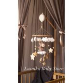 LusnikaStore Beşik Dönencesi ( Müziksiz) Beşik Yanı Süsü Bebek Odası Dekorasyon Montessori Natural Anne