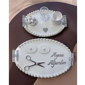 Lustre İncili Söz Nişan Tepsisi Beyaz